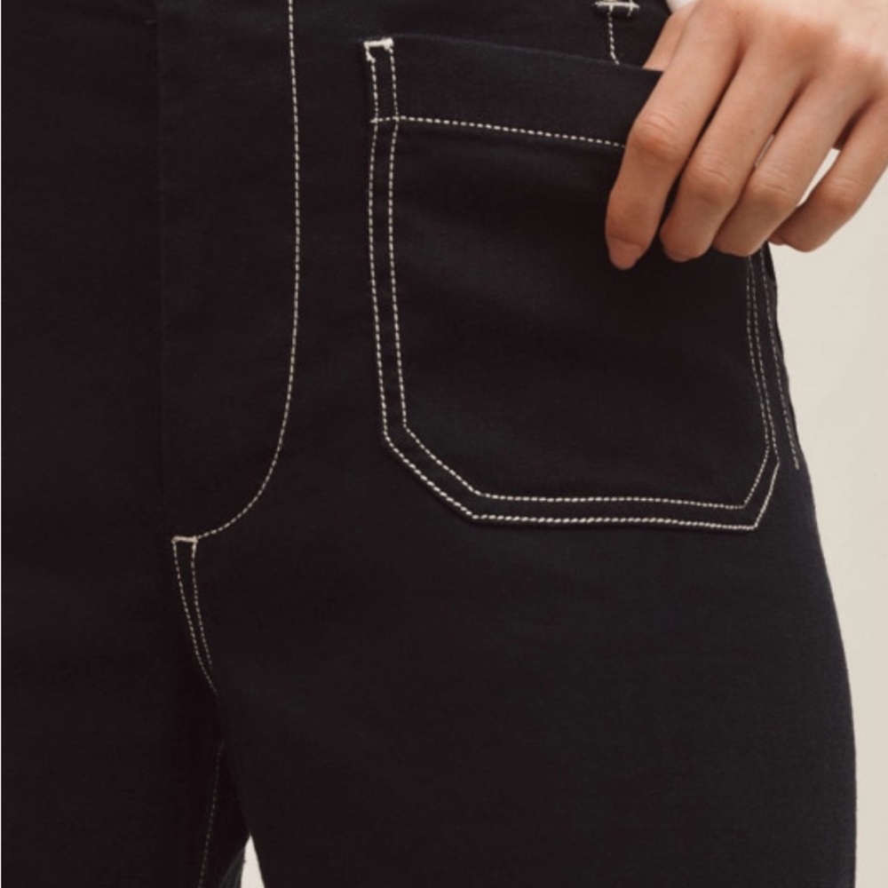 Anthropologie x Maeve The Colette Contrast-Stitch Linen Crop Wide-Leg Pants - Picture 4 of 10